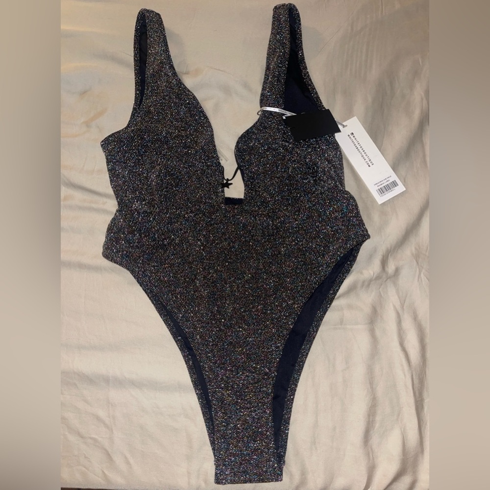 SPARKLY WHITE FOX SWIM ONE PIECE